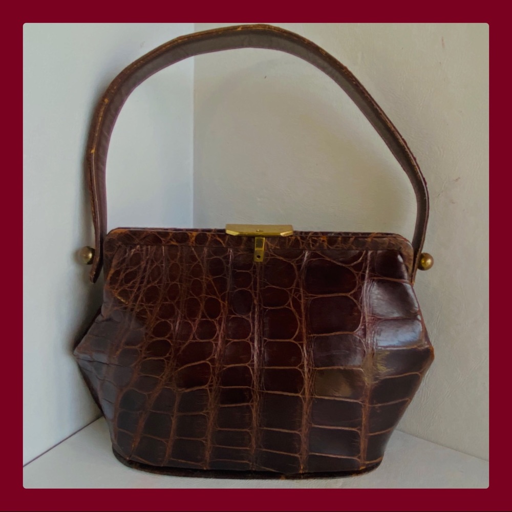 Vintage Gerald Genuine Alligator Top Handle Bag